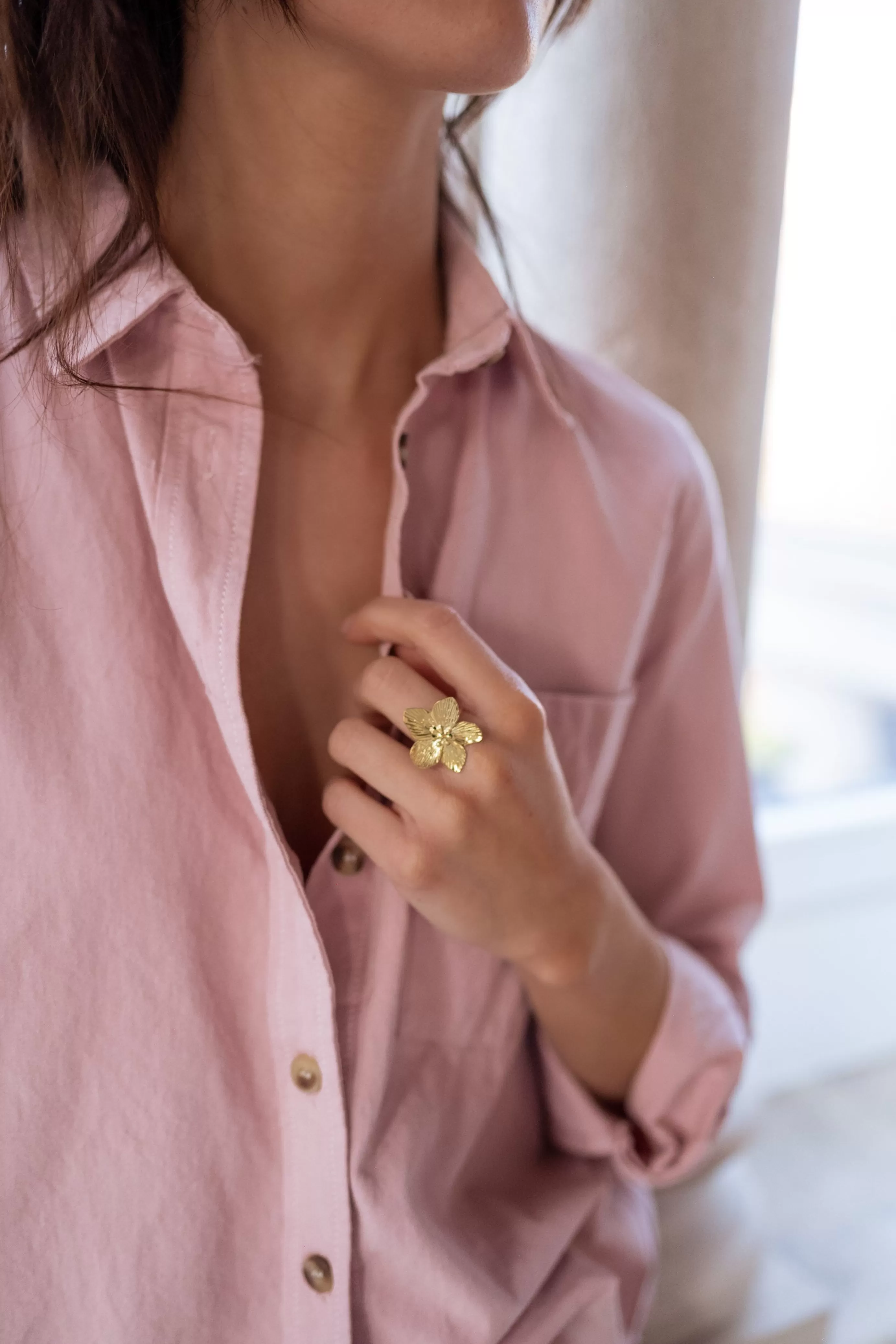 Easy Clothes Bague Flower Dorée Flash Sale