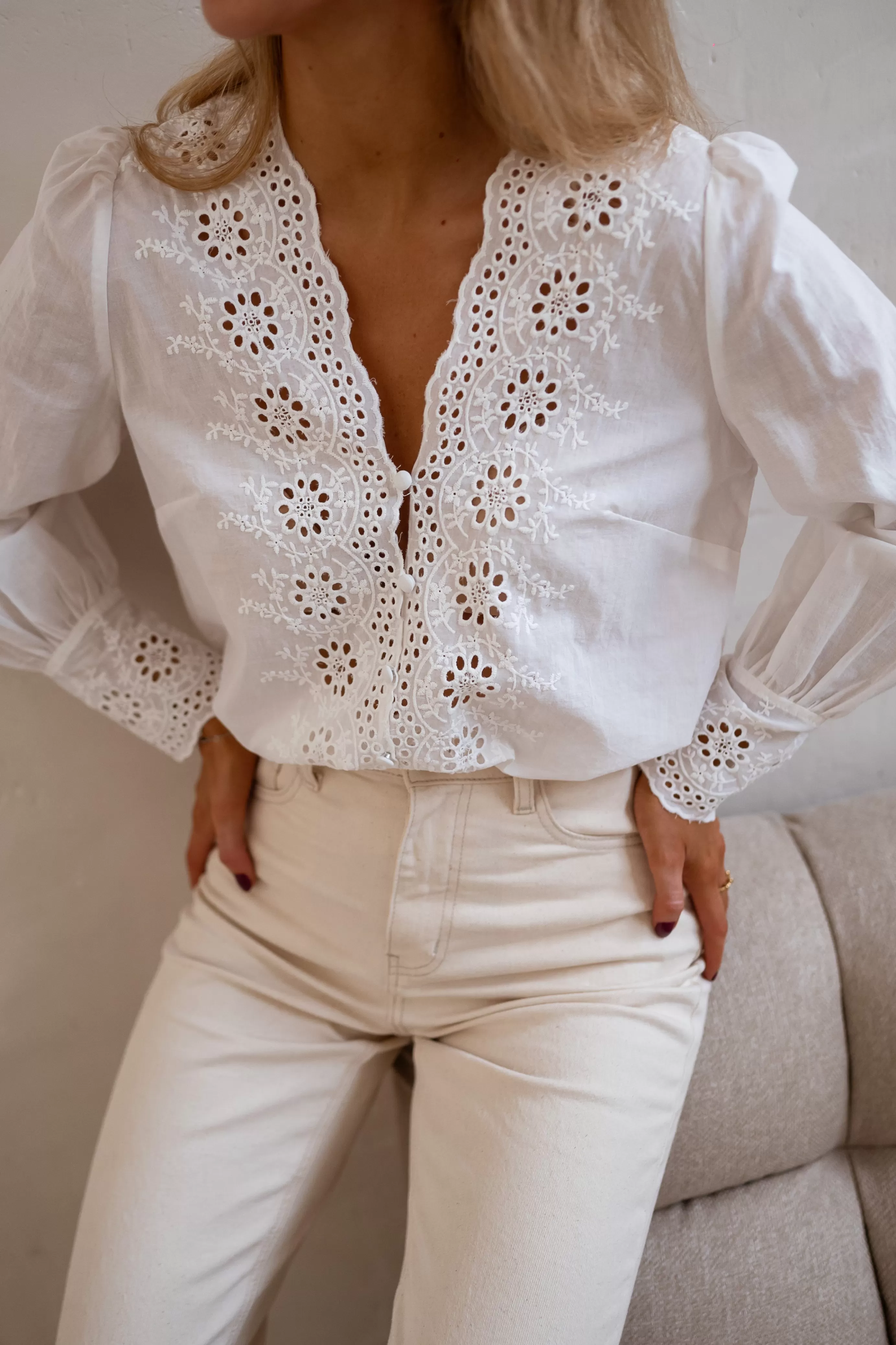 Easy Clothes Blouse Ruby Écrueàbroderie Fashion