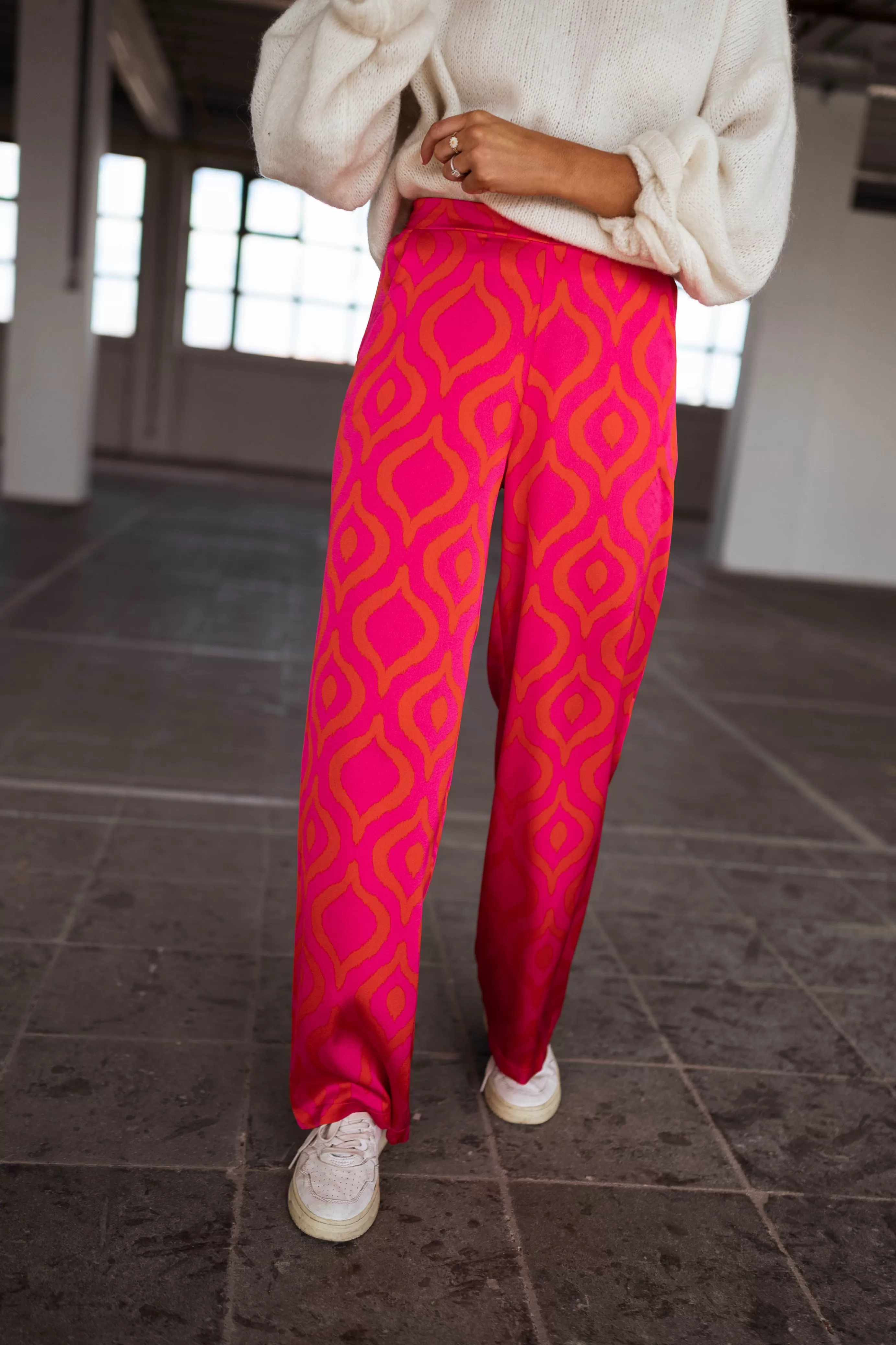 Easy Clothes Pantalon Thaly Roseavecmotifsorange Shop