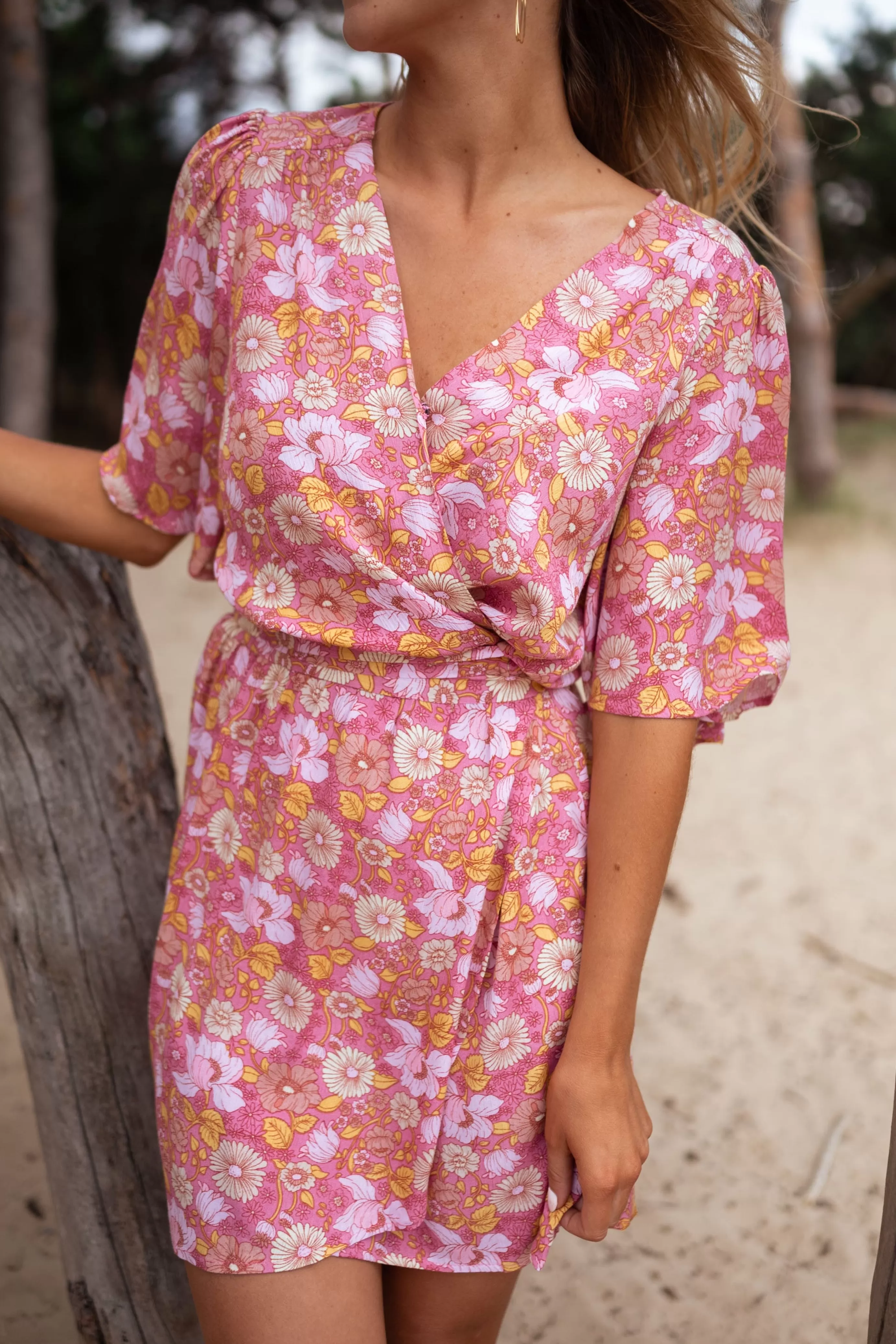 Easy Clothes Robe Elorie Roseàfleurs Discount