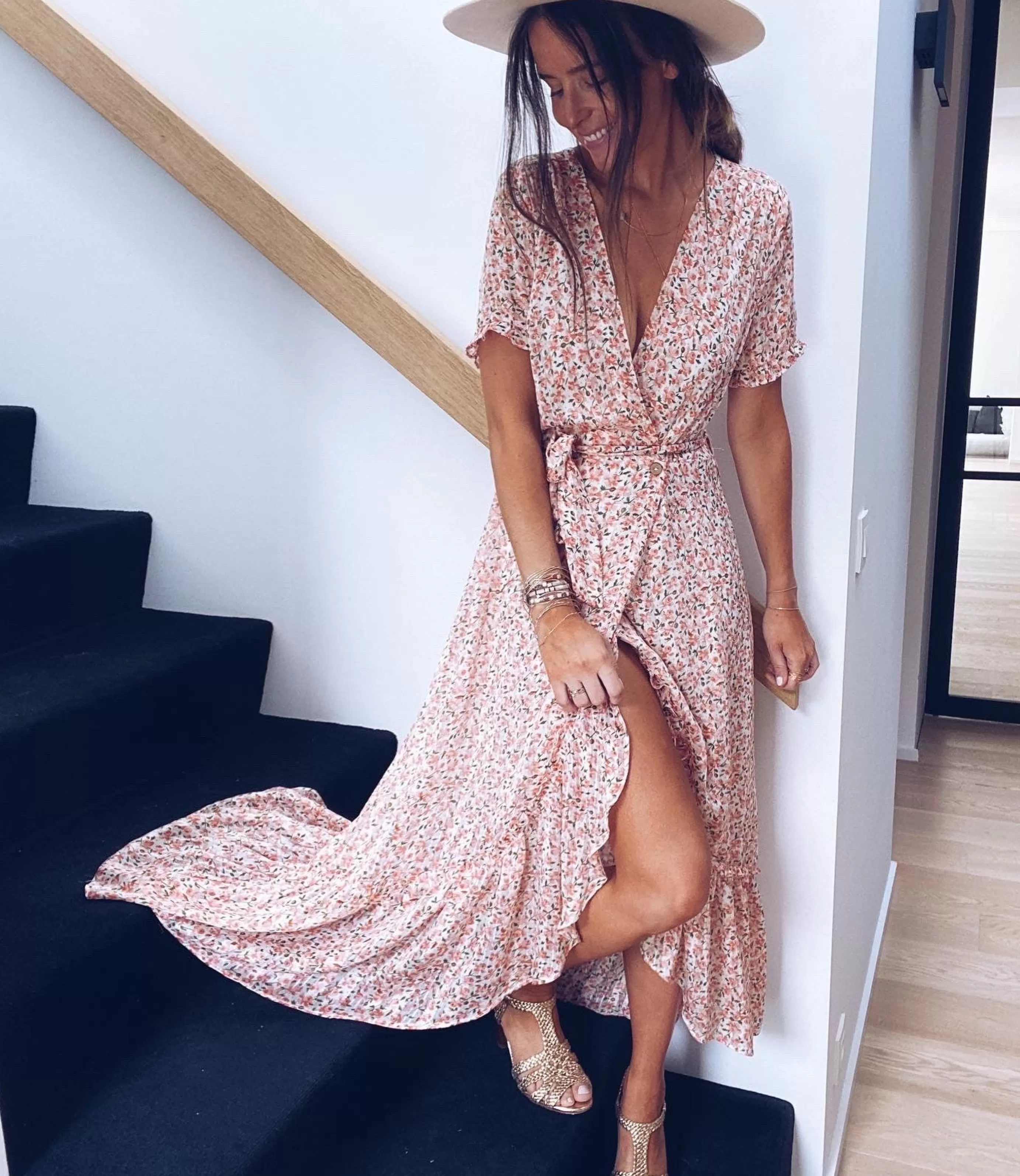 Easy Clothes Robe longue Oma Orangeàfleurs Online