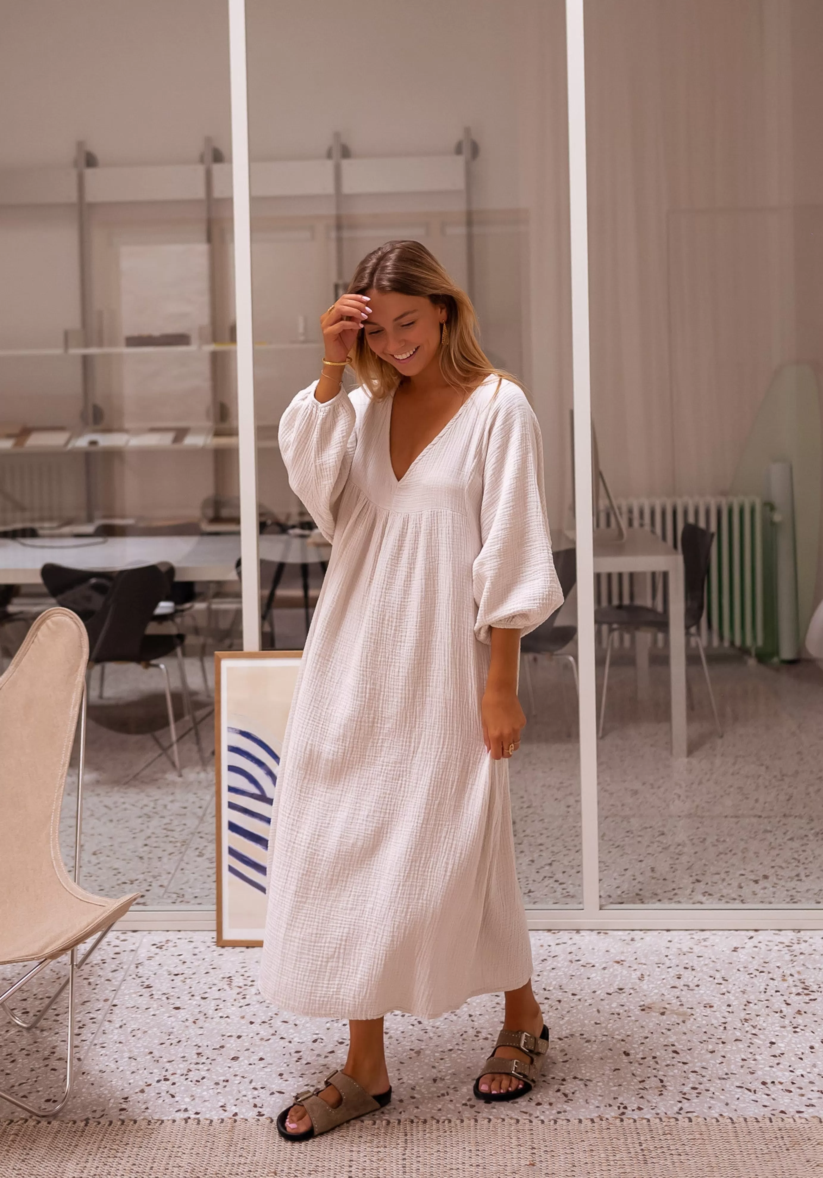 Easy Clothes Robe Nolan Beigeengazedecoton Shop