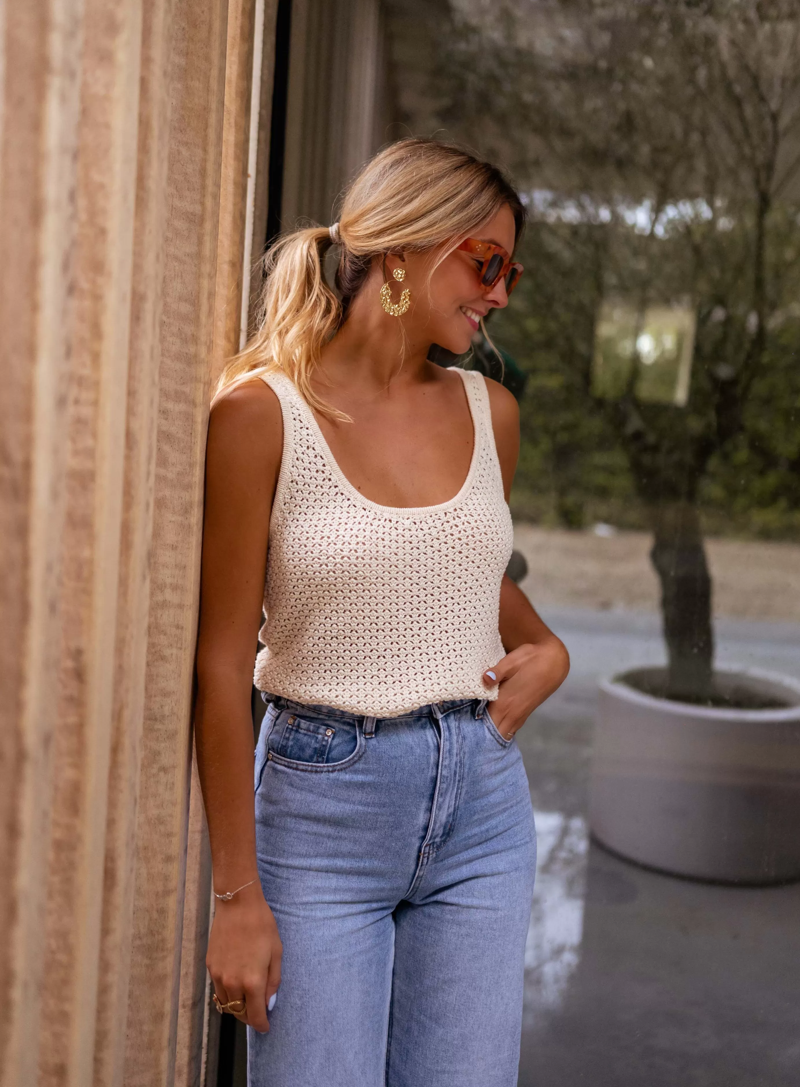 Easy Clothes Top Camil Écruencrochet Flash Sale